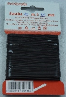 Elastika bela,črna fi 1mm/10m
