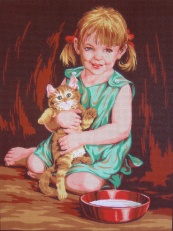 Gobelin art.14835 35cmX50cm deklica z muco