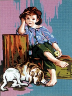 Gobelin art.40101 30cmX40cm deček in pes