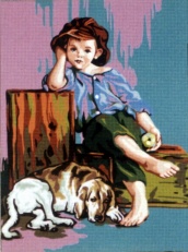 Gobelin art.40101 30cmX40cm deček in pes