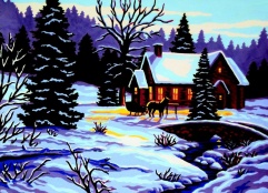 Gobelin art.40141 40cmX30cm zima/hiška