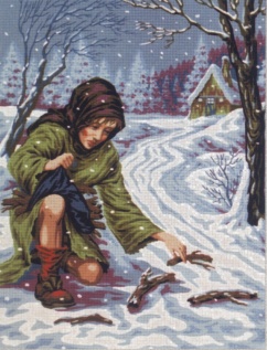 Gobelin art.D480 35cmX50cm deklica in zima