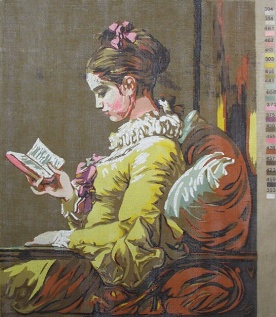 Gobelin s prejicami art.1005 Dekle z knjigo vel. 37x50 cm