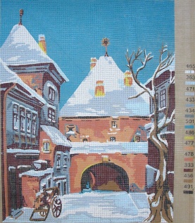 Gobelin s prejicami art.138 Kamnita vrata vel.27x35 cm