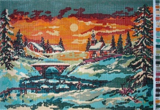 Gobelin s prejicami art.215 Zimski predvečer vel.52x37 cm