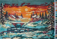 Gobelin s prejicami art.215 Zimski predvečer vel.52x37 cm