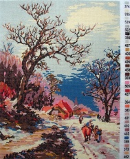 Gobelin s prejicami art.315 Zima na vasi vel.24x32 cm