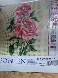 Gobelin s prejicami art.519 Dve rože vel.15x19cm