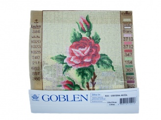 Gobelin s prejicami art. 521 Rdeča roža  15x19cm UNITAS