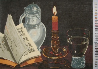 Gobelin s prejicami art.83 Mrtva narava s knjigo vel.52x38 cm