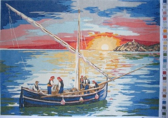 Gobelin s prejicami art.901 Ladja Falkuša vel.52x38 cm