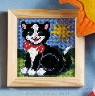 Gobelin z okvirjem in prejicami 12,5x12,5cm art.001497