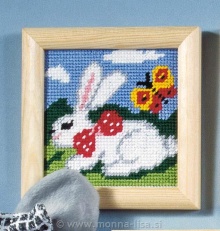 Gobelin z okvirjem in prejicami 12,5x12,5cm art.001499