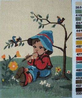 Unitas gobelin 18x25cm art.140 Deček s frulo